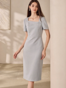 Roey s house | Slimming & Stylish Womens Short Sleeve Dress Light Blue Summer