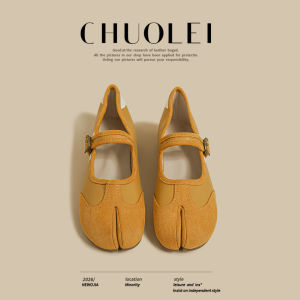 CHUOLEI | Mary Jane Flat Womens Single Shoe Black Toe Separation Unusual Cute Simple Strap