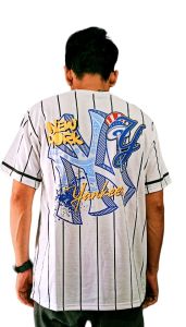 KAOS BASEBALL SALUR/KAOS MOTIF GARIS GARIS/KAOS GAMBAR DEPAN BELAKANG