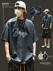 เสื้อยืดแขนสั้นผู้ชาย ทรงหลวม ทรงหลวม ลายพิมพ์ หนังหุ้มลิง น้ำหนักเบา ทรงหลวม แขนสั้น คอตตอน ระบายอากาศได้ดี ฤดูร้อน 2025