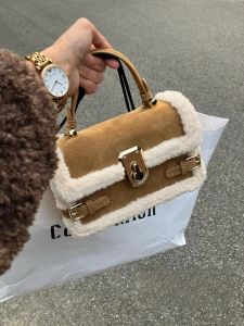 Lamb Fur Handbag Autumn Winter Atmosphere Plush Small Square Bag 2025 New High-End Feelings Crossbody Handbag Women