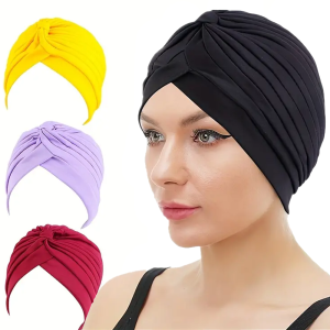 Turban Hats Solid Color Elastic Head Wraps Ramadan Beanies Chemo Cap Headscarf For Women