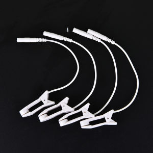 4/2Pcs 2.0mm Ear Pain Relief Clip Tens Electrode Ear Clips Lead Wire Connecting Cable