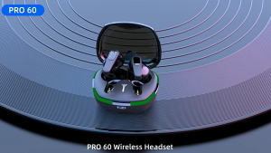 หูฟังเกม Pro60 บลูทูธไร้สาย เสียงสเตอริโอ กันน้ำได้ พร้อมไมโครโฟน