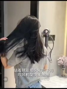 MLADEN Suction Cup Hair Dryer Holder Wall-Mounted Hand Free Hair Dryer Shelf Hair Straightener Holder