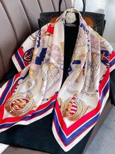 Luxury new summer thin 90cm twill silk scarf large square shawl womens scarf Nepal print womens headscarf