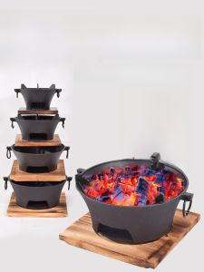 Traditional Cast Iron Charcoal Grill for Outdoor BBQ And Tea Cooking Resistant to High Temperatures Suitable for 3-5 People