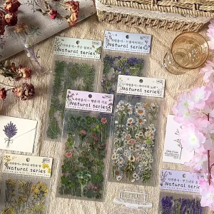 6PCS Nature Series Sticker Scrapbook Flower Decoration Planner Sticker Assorted Plant Clear PET