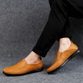 Clohoo mens fashionable handmade sole, soft and comfortable, suitable for womens business style, 46 split, smooth leather, with rubber outsole. 