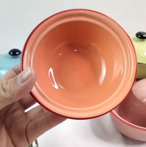 ถ้วยมีฝาปิด 3นิ้ว ถ้วยเซรามิค ถ้วยน้ำจิ้ม สไตล์ วินเทจ เข้าไมโครเวฟได้ ถ้วยฝาปิด ถ้วยกระเบื้อง