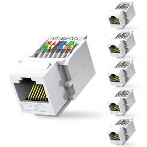 ZoeRax 6pcsCat6 Tool-Less RJ45 Keystone Jack No Punch-Down Tool Required Module Coupler White