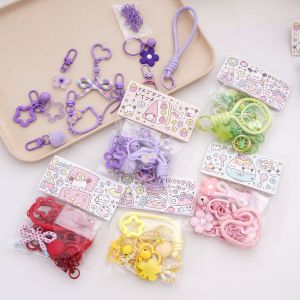 Mixed Style Metal Keychain with Lobster Clasp Colorful Keyring Spring Ring DIY Fuse Beads Bag Charm Jewelry Making Materials