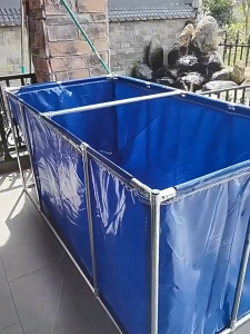 Collapsible PVC Tarpaulin Fish Pond Rust-Free Steel Frame Durable Outdoor Aquaculture Farming Pond. Sturdy Metal Frame Waterproof Fabric Easy Assembly. Outdoor Garden Pond Water Feature.