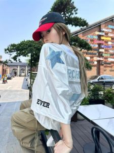 Patchwork Digital Mesh Loose Short-Sleeved T-shirt Mens and Womens High Street Casual Handsome Retro Easy Matching Sports Couple Jersey