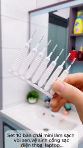 Set 10 bàn chải mini làm sạch vòi sen vệ sinh cổng sạc điện thoại laptop