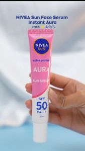 (PAKET HEMAT ISI 3) NIVEA SUN Sunscreen Face Serum Extra Protect Instant Aura SPF50+ PA+++ 30ml - Sunscreen wajah serum sunblock mencerahkan brightening tone up SPF UV lightweight tekstur ringan cepat meresap tidak lengket no whitecast - Licorice Extract