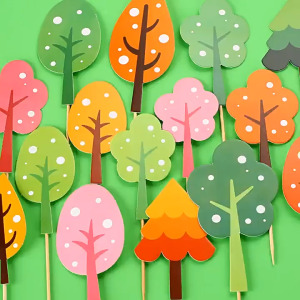 Topper Hiasan Kue Bentuk Pohon / Topper Daun untuk Cake Ulang Tahun Anak Tema Hewan / Dino