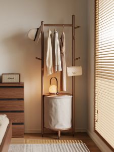 DONGMU | Hanging & Storage Moveable Wooden Clothes Rack