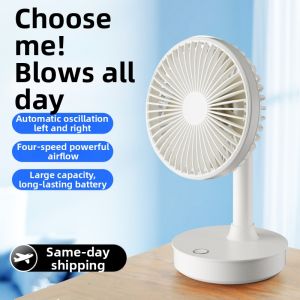 Portable Mini USB Rechargeable Desk Fan for Office Dormitory Home Use Small Oscillating Fan High Wind Power 1307T