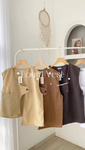 Loura Vest Top Atasan Kemeja Rompi Wanita Remaja Basic Casual Daily Korean Style Matt Linen Premium OOTD Fashion Terlaris