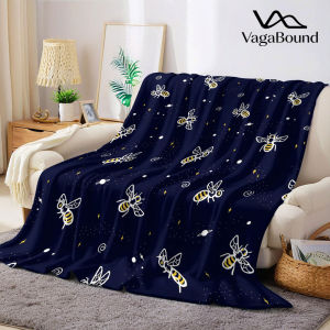Space Bee Star Print Flannel Blanket Warm Soft Halloween Christmas Decorative Couch Warm Cozy All-Season Gift