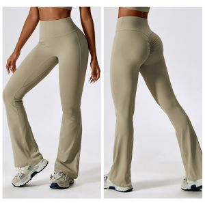 Booty Lifting Flare Leggings Women High Waist Wide Leg Yoga Pants Latin Dance Fitness Trousers with Tummy Control