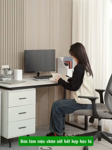 Bàn làm việc kèm tủ hồ sơ đa năng gỗ MDF phủ melamine chống xước - GM196