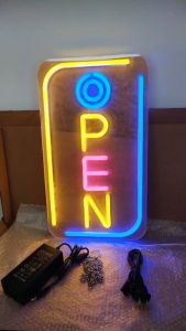 ป้ายไฟร้าน ป้ายไฟตัวอักษร ป้ายไฟวิ่ง ป้ายไฟOPEN งานอะคลิลิต 42 * 24 * 1.5 cm
