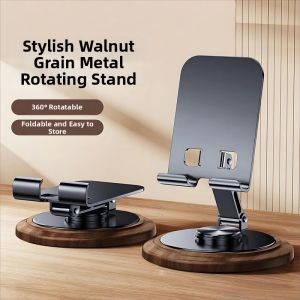 JINHUAN | Adjustable Foldable Metal Stand for Phones and Tablets with Walnut Finish
