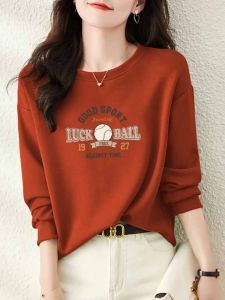 Fashionable Loose Cotton Sweatshirt Womens New Style 2024 Trendy Printed Design Simple Elegant Casual Comfortable Top