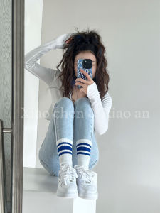 High Waist Spicy Girl Tight Fit Denim Jeans Womens Elastic Ankle Length Nine-Piece Pants Cotton Stretch Denim Pencil Pants