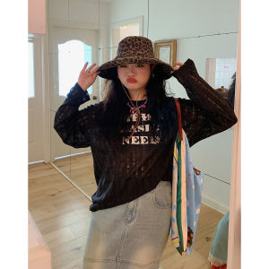 Loose Knitted Long Sleeve T-Shirt for Women Autumn 2025 New Style plus Size Comfortable Base Shirt round Neck Polyester Material