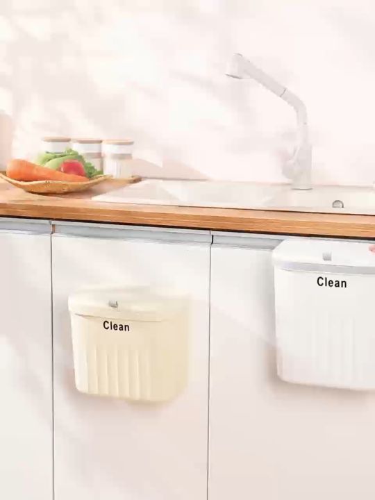 12L Hanging Trash Can with Cover Garbage Bin Minimalist Trash Bin Wall