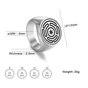 Lemegeton Hekate Wheel Strophalos Symbol Kabbalah Rings for Man Stainless Steel Magic Charm Ring Amulet Vintage Jewelry Gift