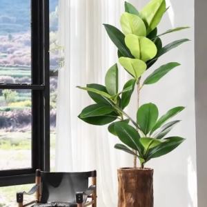 105cm 2 Forks Large Artificial Plants Fake Magnolia Tree Branch Plastic Rubber Leaves Tall Green Landscape For Home Garden Decor
