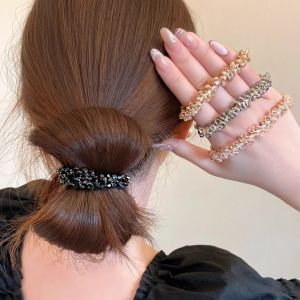 Tooyoo High-end Sparkling Diamond Hair Rope Women High Ponytail Headdress Fashionable Hair Accessories