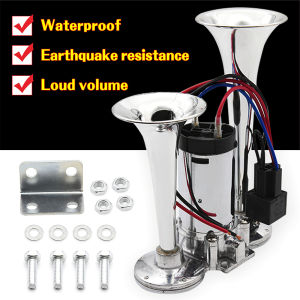 150db Car Electric Loud Horn Dual Trumpets Speaker Auto 12v Air Horn Siren Sound Security Alarm Signal for Train Truck Boat SUV