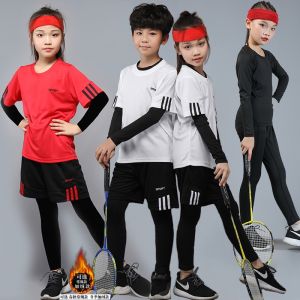 Childrens Badminton Uniform Set Long Sleeve Sports Wear Netball Table Tennis Quick Dry for Boys And Girls School Students