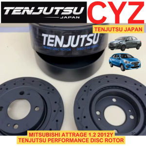 (1 PAIR) Tenjutsu Japan Mitsubishi Attrage 1.2 2012Y Front Sport Disc Rotor Slotted Drille From Japan