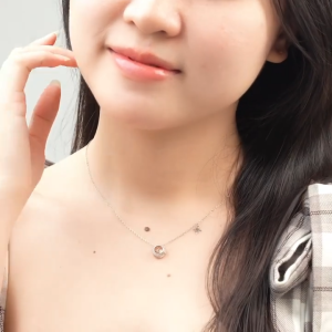 Dây Chuyền Bạc 925 HGJG Nữ Kiểu Dáng Đơn Giản Mặt Tròn Đính Đá Lấp Lánh Dây Mảnh Đi Chơi Đi Tiệc