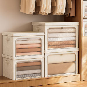 Large Capacity Clothing Storage Box Home Wardrobe Organizer Cotton Quilt Storage Box Layered Storage Solution for Bedroom