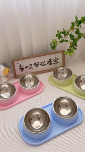 Khay chén ăn đôi chống kiến cho Chó Mèo bằng nhựa 2 ngăn (mẫu mới) - Love Pets Shop
