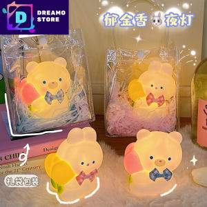 Dreamo Night Light Creative Cute Cartoon Bear Rabbit Small Table Lamp Bedroom Bedside Lamp Decoration Night Light Birthday Gift Simple and Modern