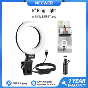 NEEWER Basic 5" Ring Light for Video Conference Lighting with Phone Clip & Desk Tripod BR60