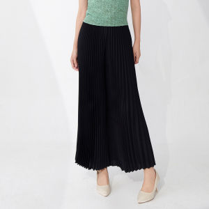 สึนยะ1 Miyake กางเกงสำหรับผู้หญิงกางเกงขาม้าลาย Lazy Windy Dagging หลวมดีไซน์ขั้นสูงยืดหยุ่นสูงจีบเอวยางยืดสลิมมิ่งทรงหลวมสง่างามแบบลำลองตัวตลกกลุ่ม # 25515zsj