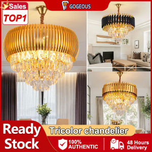 GOGEOUS Crystal chandelier light modern design luxury chandelier ceiling light sala pendant lights for ceiling tricolors dimming chandeliers for living room chandelier for kitchen dinning stairway led chandelier for low ceiling high ceiling