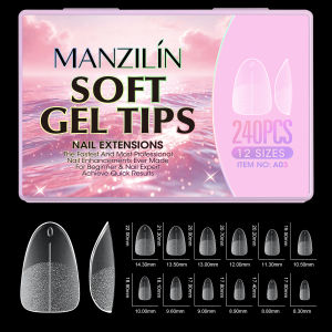 240pcs Short Almond Soft Gel X Nail Tips Full Cover Coffin Stiletto Frosted Matte Fake Nails Press On Nails DIY Salon Manicure