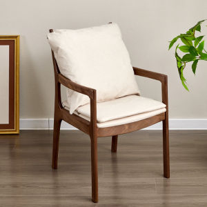 Simple Japanese Style Solid American Walnut Wood Armchair Dining Chair