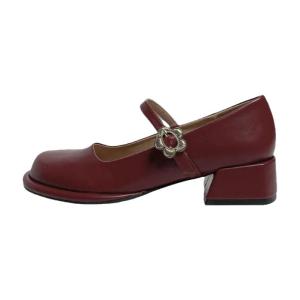 Red Wedding Shoes for Women Soft Leather Mary Janes High Heels Marriage New Bride Shoes Comfortable Footwear Daily Fashion Single Shoes