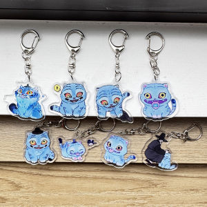 8pcs Cartoon Huntrix Saja Boys Sussie Derpy Tiger Acrylic Double-Sided Keychains K-Pop Demon Hunters Key Chain Fan Love Gift
